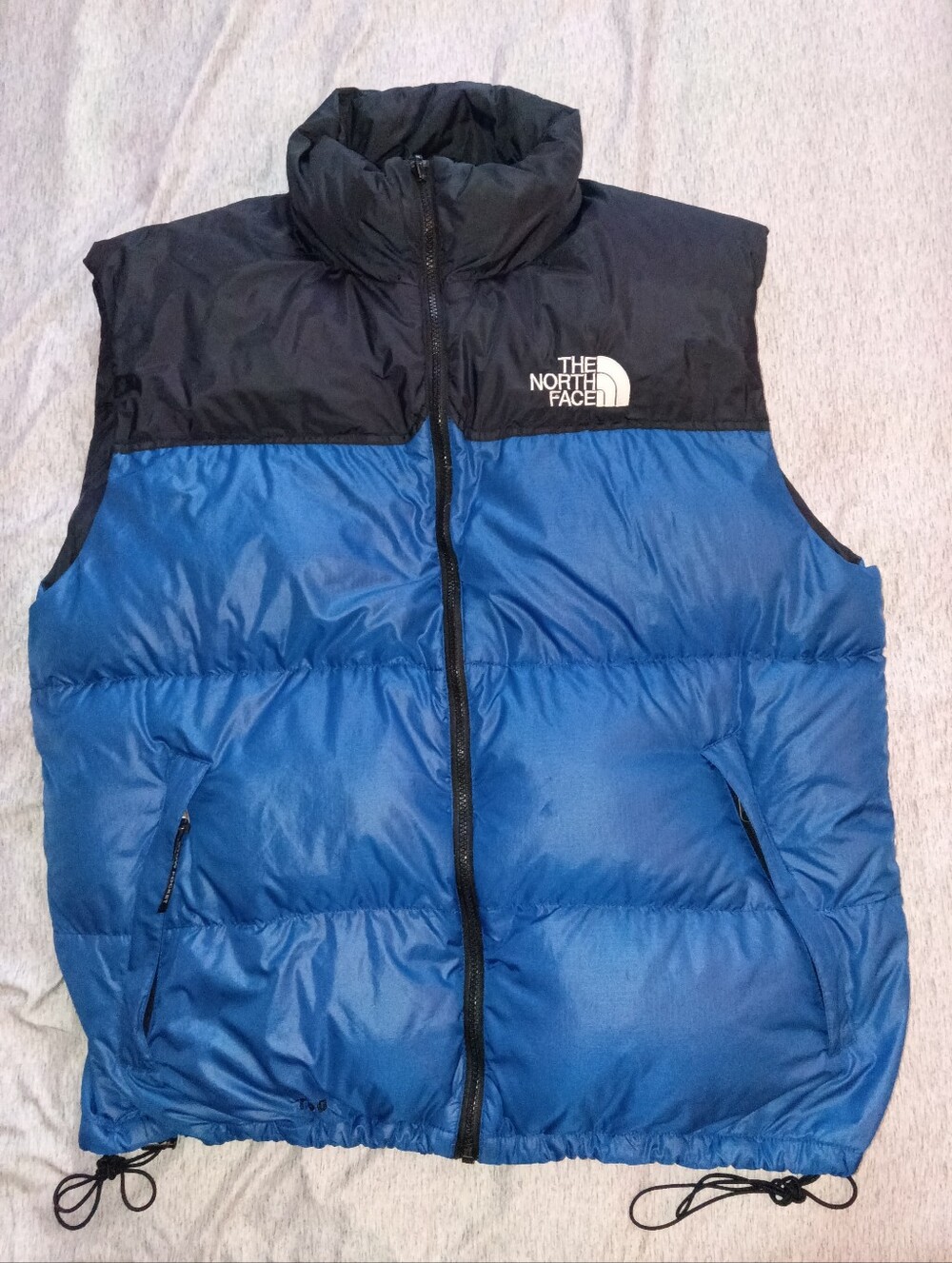 Vintage Men's North Face Nuptse 700 Fill Down Vest, Cobalt Blue/Black Size XXL